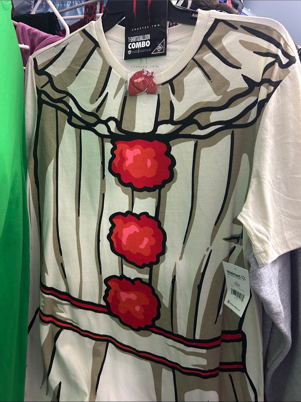 Novelty Short Sleeve Tee with Red Button Graphic